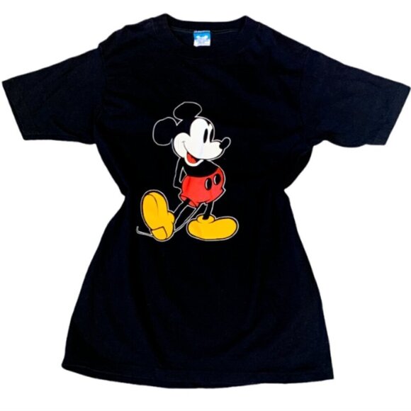 Vintage 80s Disney Character Fashions USA Mickey Mouse Tee Sz M Black #27D - Picture 1 of 7